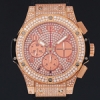 [최고급형 7750] Hublot Big Bang Steel full pav? diamonds Automatic Chronograph Rose Gold Rubber 341.SX.9010.RX.1704 - 위 블로 빅뱅 스틸 풀 파베 다이아몬드 오토매틱 크로노 그래프 로즈골드 러버 - HUB114