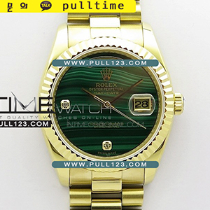 [2836 MOVE] Rolex DayDate 432118 36mm YG Malachite Dial EDF Best Edition - 롤렉스 데이데이트 옐로우골드 오토매틱 베스트에디션